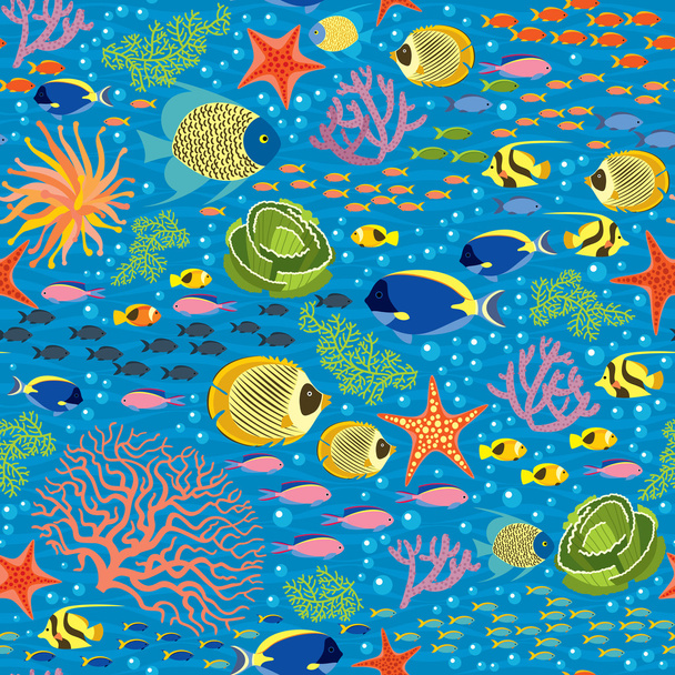 onderwater vissen - naadloze patroon - Vector, afbeelding