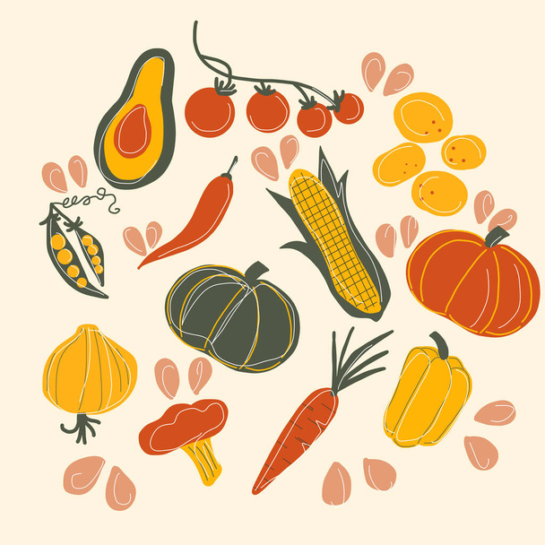 Vegetables hand draw - Vector, Image