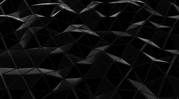 Abstraktes schwarzes Dreieck mit weißem Drahtrahmen-Hintergrund, Linie geometrisch. 3D-Darstellung - Foto, Bild