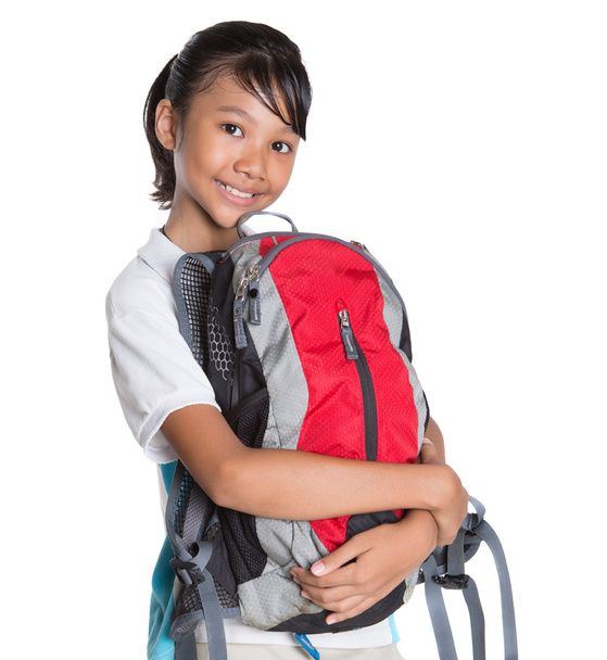 Girl In School Uniform And Backpack - Photo, image