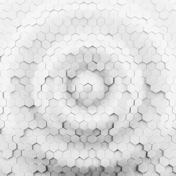 Abstraktní vlna tvoří šestiúhelníkové pozadí. Grunge Polygonal Hex geometrie bílý povrch. Koncept struktury futuristické technologie. 3D vykreslování. - Fotografie, Obrázek