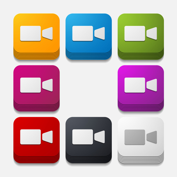 四角形のボタン: ビデオ - ベクター画像