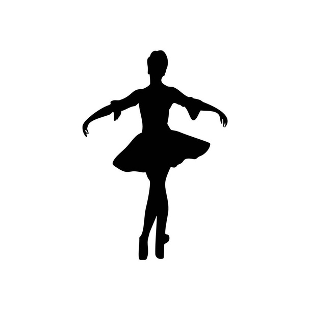 La silhouette di una ballerina su un grande palco è nera su sfondo bianco. Un'immagine vettoriale. - Vettoriali, immagini