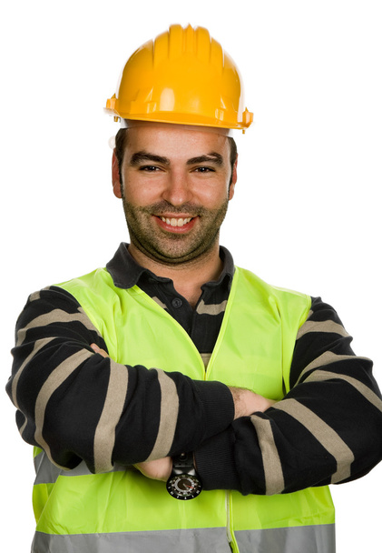 Портрет молодого працівника на білому тлі
 - Фото, зображення