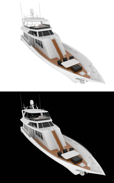 Mega jacht elszigetelt fehér és fekete háttér bannerek. 3d renderelés - illusztráció - Fotó, kép