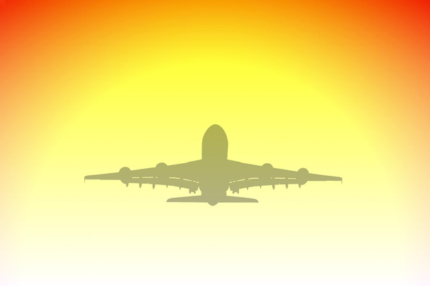 Nagy utasszállító repülőgép sziluett és a sunset illusztráció - Fotó, kép