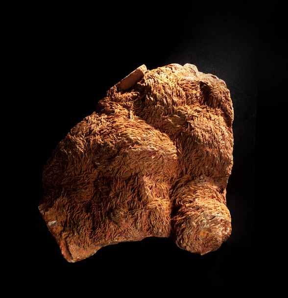 Rusya, Ural 'dan gelen kahverengi aragonit minerali siyah arka planda izole edilmiş. Jeoloji mineraloji dergileri için web siteleri makalesi, Doğal Bilim Müzesi duvar çizelgeleri ve posterleri vs.. - Fotoğraf, Görsel