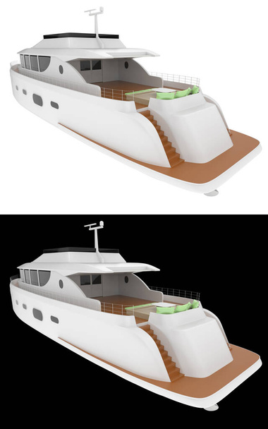Super yacht isolato su sfondo bianco e nero per banner. rendering 3d - illustrazione - Foto, immagini