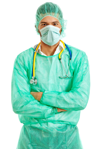 Médico varón joven, aislado sobre fondo blanco
 - Foto, Imagen
