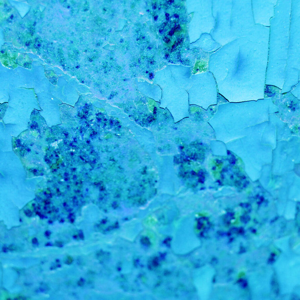 Tekstura tła z pękniętej niebieskiej ściany - Zdjęcie, obraz