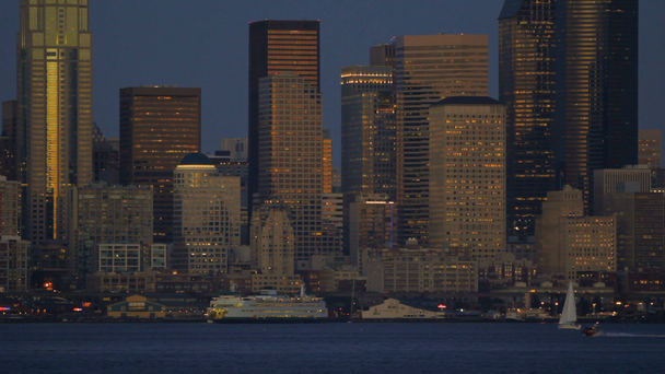 Seattle ferry cityscape - Footage, Video