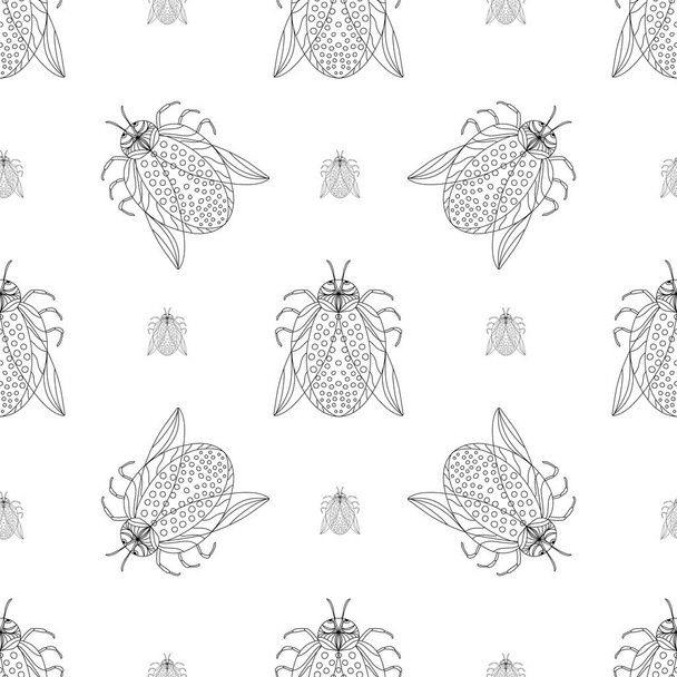 Летний узор с жуками и бабочками. С современным текстильным дизайном - Вектор,изображение