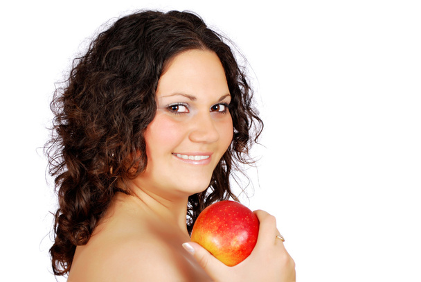 Happy beauty girl with apple - Foto, Imagen