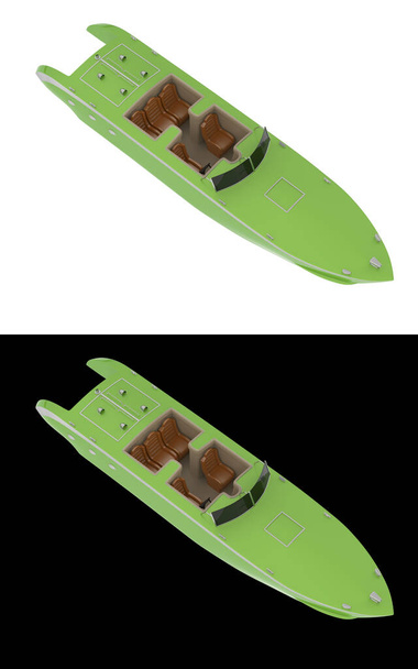 Rychlostní člun izolované na bílém a černém pozadí pro transparenty. 3D vykreslování - ilustrace - Fotografie, Obrázek