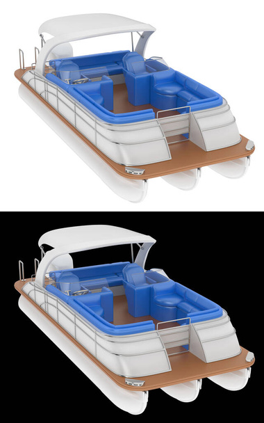 Malý člun izolovaný na bílém a černém pozadí pro transparenty. 3D vykreslování - ilustrace - Fotografie, Obrázek
