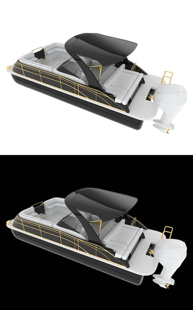 Malý člun izolovaný na bílém a černém pozadí pro transparenty. 3D vykreslování - ilustrace - Fotografie, Obrázek