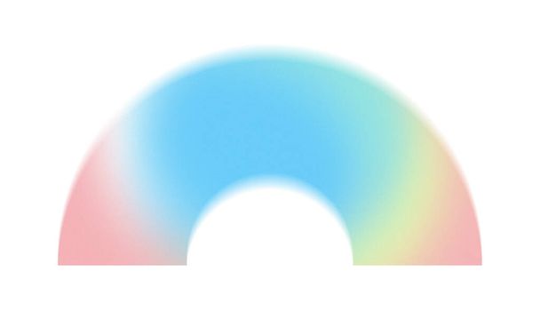 Grainy gradient semicircle shape. Abstract trendy Neon colorful vintage defocused geometric rainbow half-circle isolated on white background. Unique textured pastel blue and pink noise vintage overlay - Foto, immagini