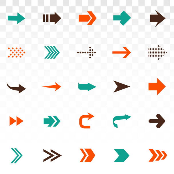 Big set of flat modern simple arrows isolated on transparent background. Collection of concept arrows for web design, mobile apps, interface and more. Cursor. Vector illustration - Vector, Image