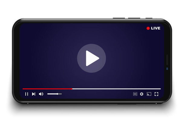 白い背景に隔離されたスマートフォン上のライブビデオをストリーミングの創造的なベクトルイラスト。アートデザインソーシャルメディアのウェブキャストテンプレート。アブストラクトコンセプトグラフィック要素 - ベクター画像