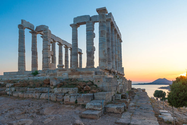 Temple of Poseidon at Cape Sounion Attica Greece - Fotoğraf, Görsel