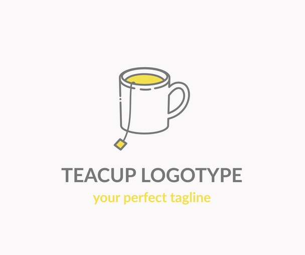 Logo. Tea. A cup with a tea bag. Vector icon - Vector, Image