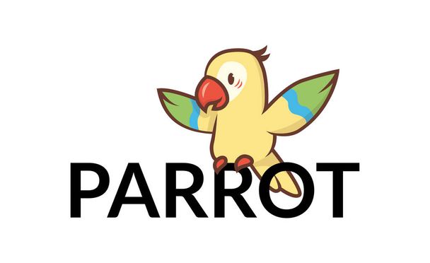 Logotipo de papagaio pequeno. O papagaio abriu as asas. Vetor - Vetor, Imagem