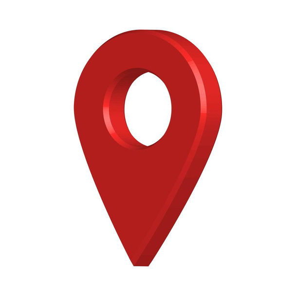 Location pin 3D design for travel equipment. Location pin with red colour shade in a 3D effect. Vector illustration for GPS location pin.  - Vektor, obrázek