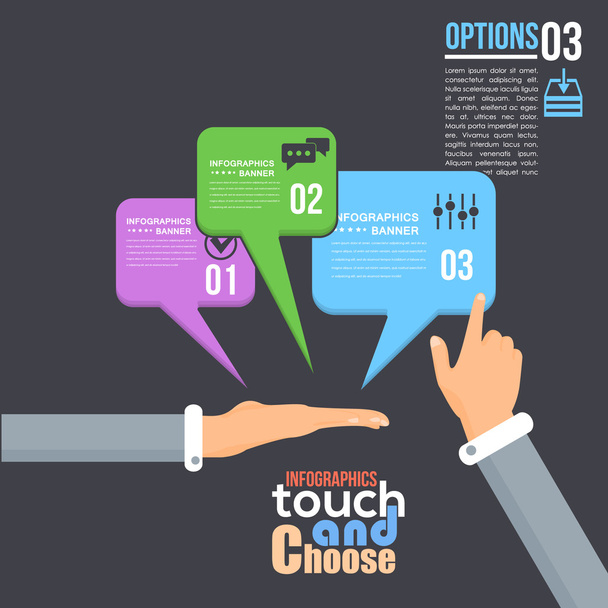 Flat Infographics Template and Web Elements - Business, Marketing Touch and Choose Concept Vector Design - Διάνυσμα, εικόνα
