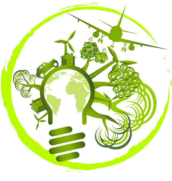 prostředí design - používání zelené energie pro život - Vektor, obrázek
