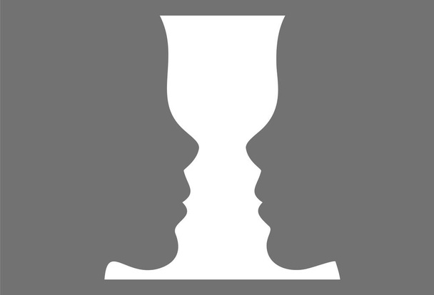 Восприятие фигуры. Лицо и ваза. Определение фигуры на фоне гештальт-психологии. Векторная иллюстрация. - Вектор,изображение