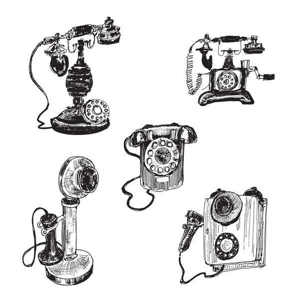 Régi Vintage telefon - Vektor, kép