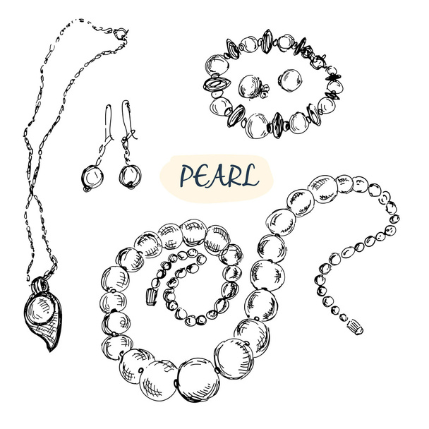 Pearl jewelry - Vector, Image