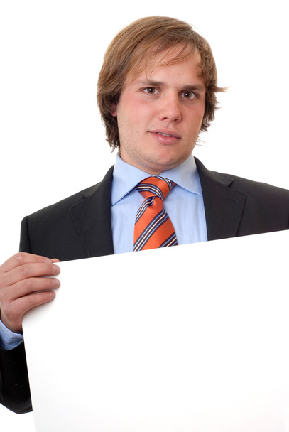 Joven hombre de negocios con una tarjeta vacía
 - Foto, imagen