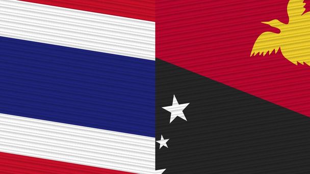 Papua New Guinea and Thailand Two Half Flags Together Fabric Texture Illustration - Photo, Image