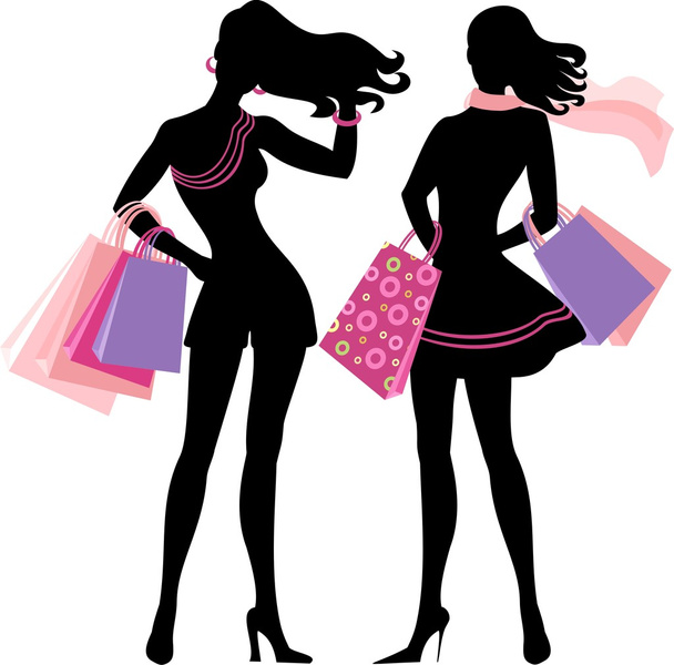 Silhouette of shopping women with model proportions - Vektori, kuva