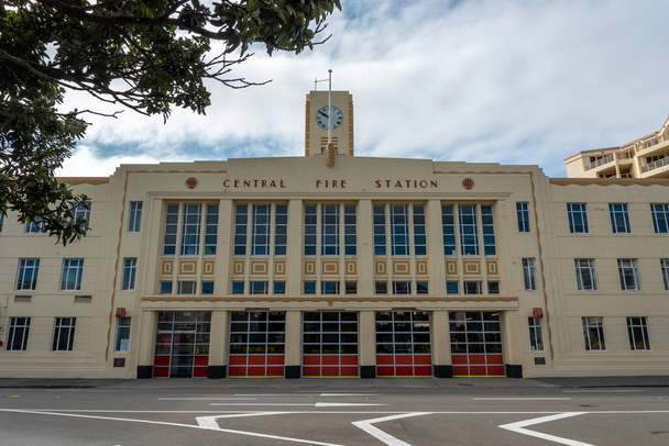 Berühmtes Art-Deco-Gebäude in Wellington, die Zentrale Feuerwache, Neuseeland - Foto, Bild