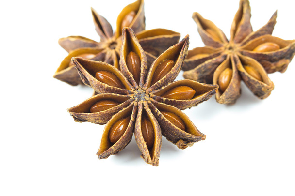 Star anise, badiane spice isolated on white background  - Photo, Image