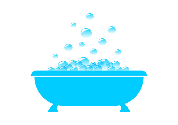 Blue bathtub on white background   - Vector, Image