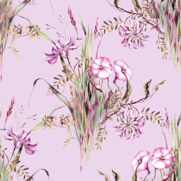 Wild Flowers Seamless Pattern - Foto, imagen