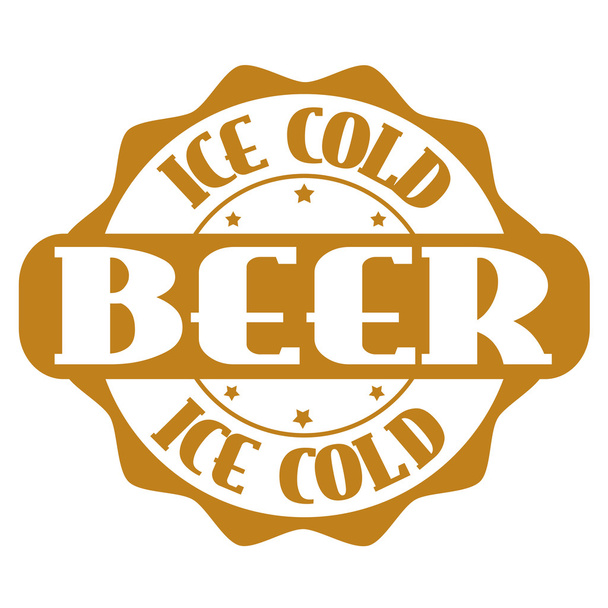 Ice cold beer stamp or label - Vektor, kép