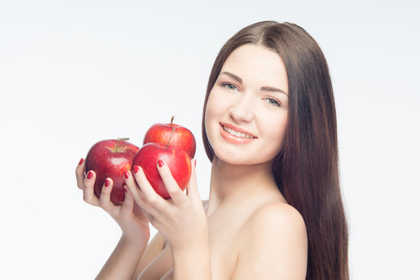 Girl and apples - Фото, изображение