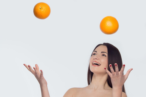 Girl and orange - Photo, image