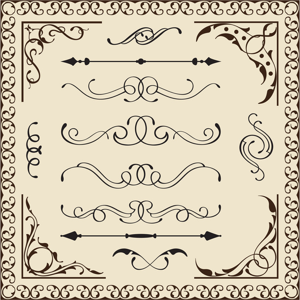 Set of calligraphy vintage elements - Vector, afbeelding