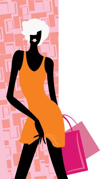 Vector image of negative of woman shopping bags - Vector, Image