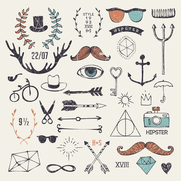 Hipster style elements and labels - ベクター画像