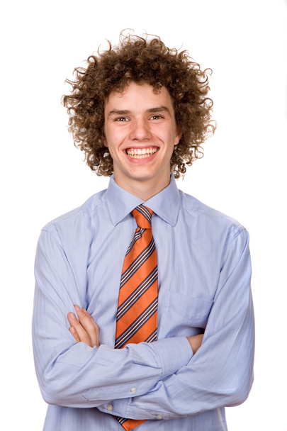 Boldog fiatal férfi portré, elszigetelt fehér - Fotó, kép