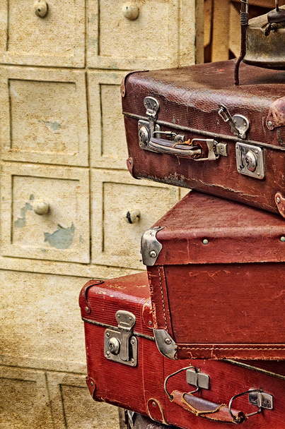 old suitcases with texture in vintage style texture of the old p - Фото, изображение