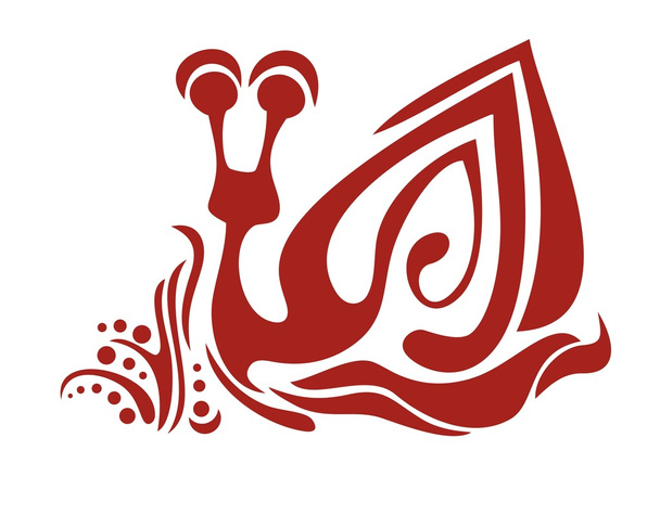 Caracol rojo adornado con una hierba
 - Vector, Imagen
