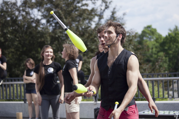 Warsaw, Poland - May 30: juggler taking part in the 18. Science Picnic , on may 30, 2014, in Warsaw, Poland - Fotó, kép