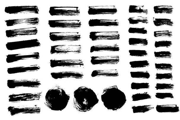 Set de vectores de pintura de pincel textura. Pinceladas negras. - Vector, imagen